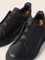 ZEGNA Black Leather Triple Stitch™ Sneakers - Figura 4