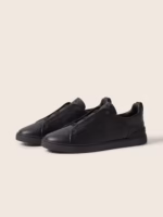 ZEGNA Black Leather Triple Stitch™ Sneakers