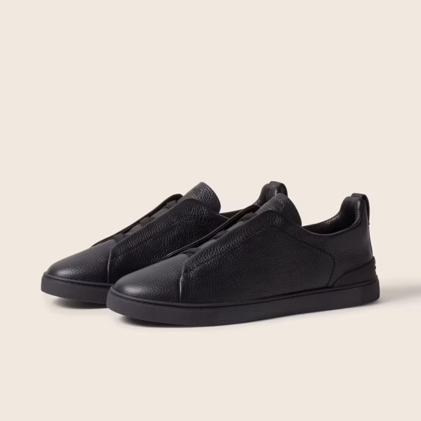 ZEGNA Black Leather Triple Stitch™ Sneakers
